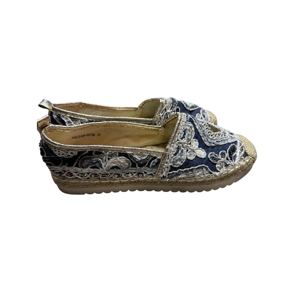 Patrizia by Spring Step Agleam Embroidered Espadrille Flats Blue Gold Boho 38